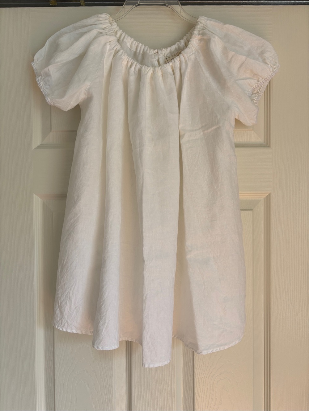 Deiji Studios 100% linen white gathered top in S/M